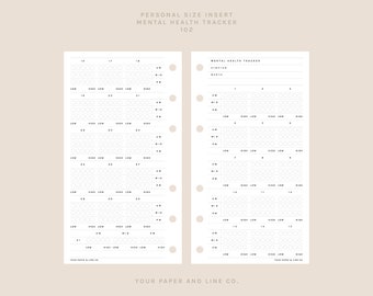 Mental Health Tracker | Personal Size | 102 | Printable Insert, Planner Insert, Digital Insert