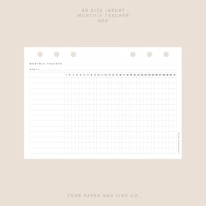 Monthly Trackers Insert | A6 Size | 056 | UNDATED | Printable Insert, Planner Insert, Digital Insert