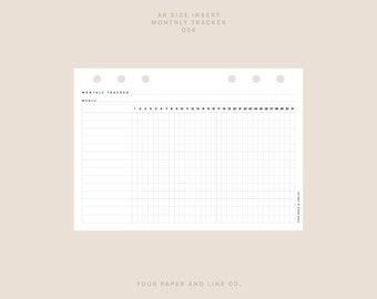 Monthly Trackers Insert | A6 Size | 056 | UNDATED | Printable Insert, Planner Insert, Digital Insert