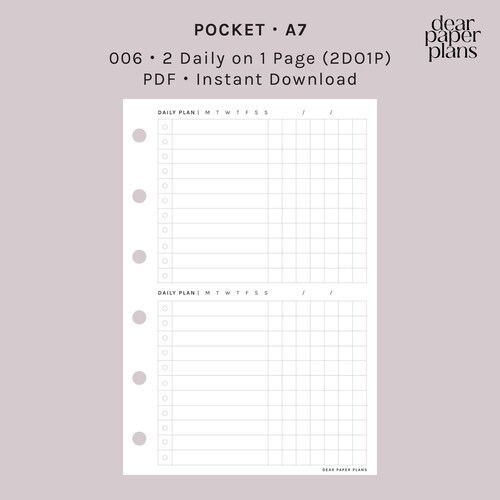 PRINTABLE Pocket Size Month on Two Pages Insert Undated - Etsy