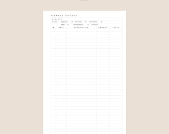Finance Tracker Full Page Insert | Half Letter Size | 049 | Printable Insert, Planner Insert, Digital Insert