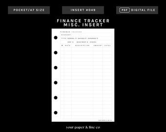 POCKET | Finance Tracker Planner Insert | 049 | Printable Insert, Planner Insert, Digital Insert, Finance Tracker, Stationery Inserts