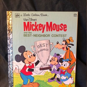 Vintage 1980 Walt Disney&#39;s Mickey Mouse and the Best-Neighbor Contest Little Golden Book