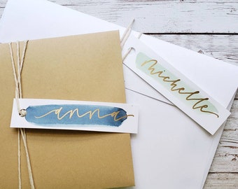 Custom Watercolor Gift Tags: Handwritten Party Favor Place Cards