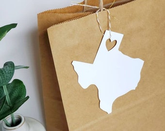 Etiqueta de regalo personalizada con letras del estado