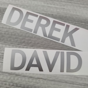 Vinyl Name Sticker Decal - Custom Name 1" height, up to 5" length Silver