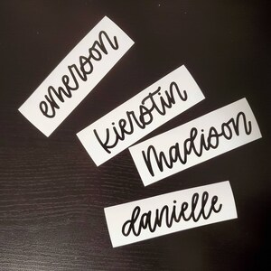 Vinyl Name Sticker Decal - Custom Name 1" height, up to 5" length Black