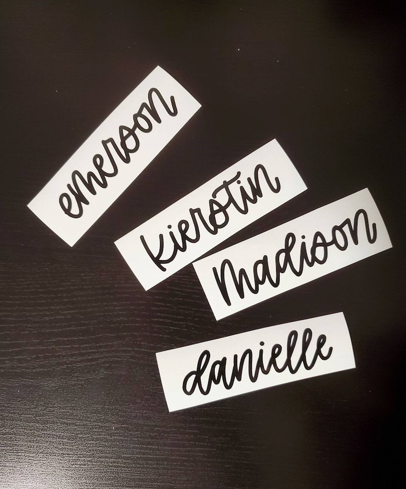 Vinyl Name Sticker Decal - Custom Name 1" height, up to 5" length Black