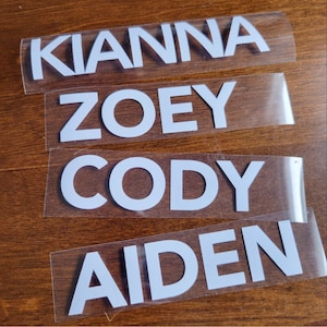 Vinyl Name Sticker Decal - Custom Name 1" height, up to 5" length White