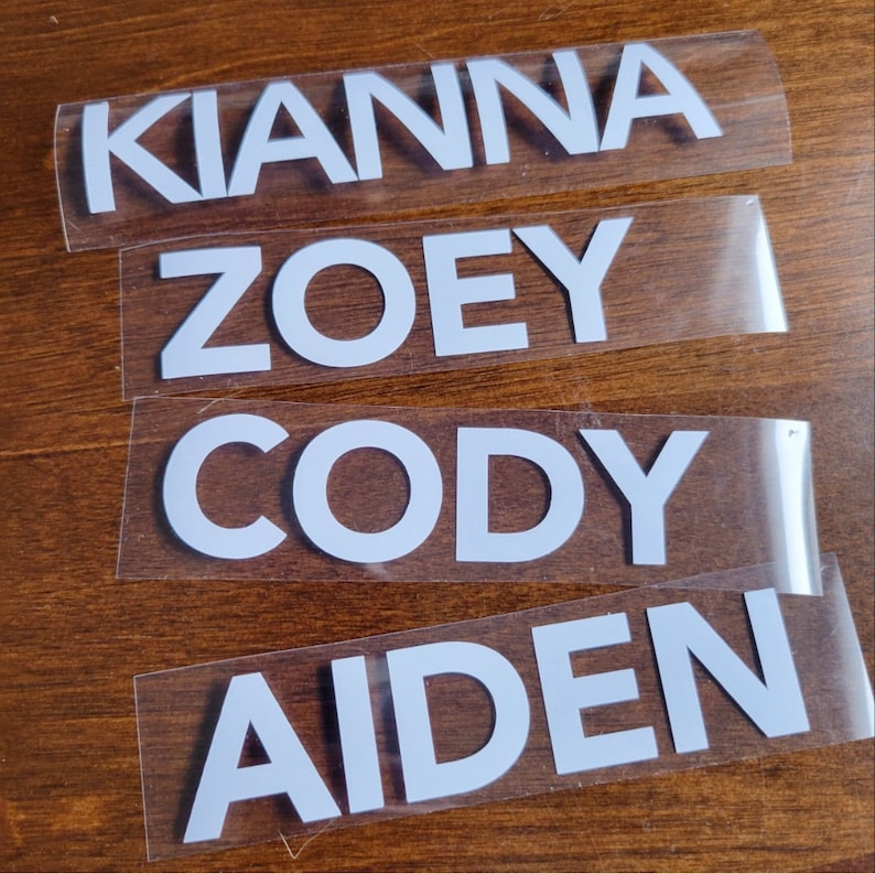 Vinyl Name Sticker Decal - Custom Name 1" height, up to 5" length White