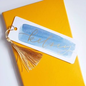 Watercolor Custom Personalized Bookmark with Tassel
