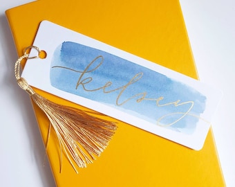 Marcapáginas personalizado de acuarela con borla