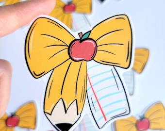 Adhesivo de vinilo con forma de lazo de lápiz: adhesivo impermeable para portátil, botella, teléfono o funda de Kindle.