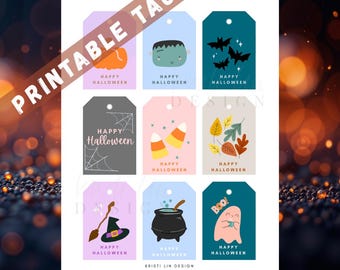 Printable Halloween Hang Tags Digital Download - Set of 9