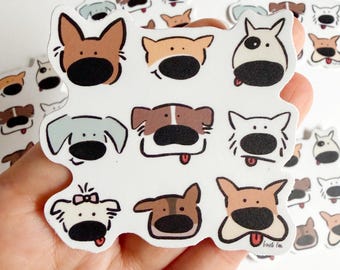 Hand Drawn Pups Vinyl Sticker | Dog Mom, Dog Dad, Dog Lover Waterbottle, Tablet, Laptop Sticker