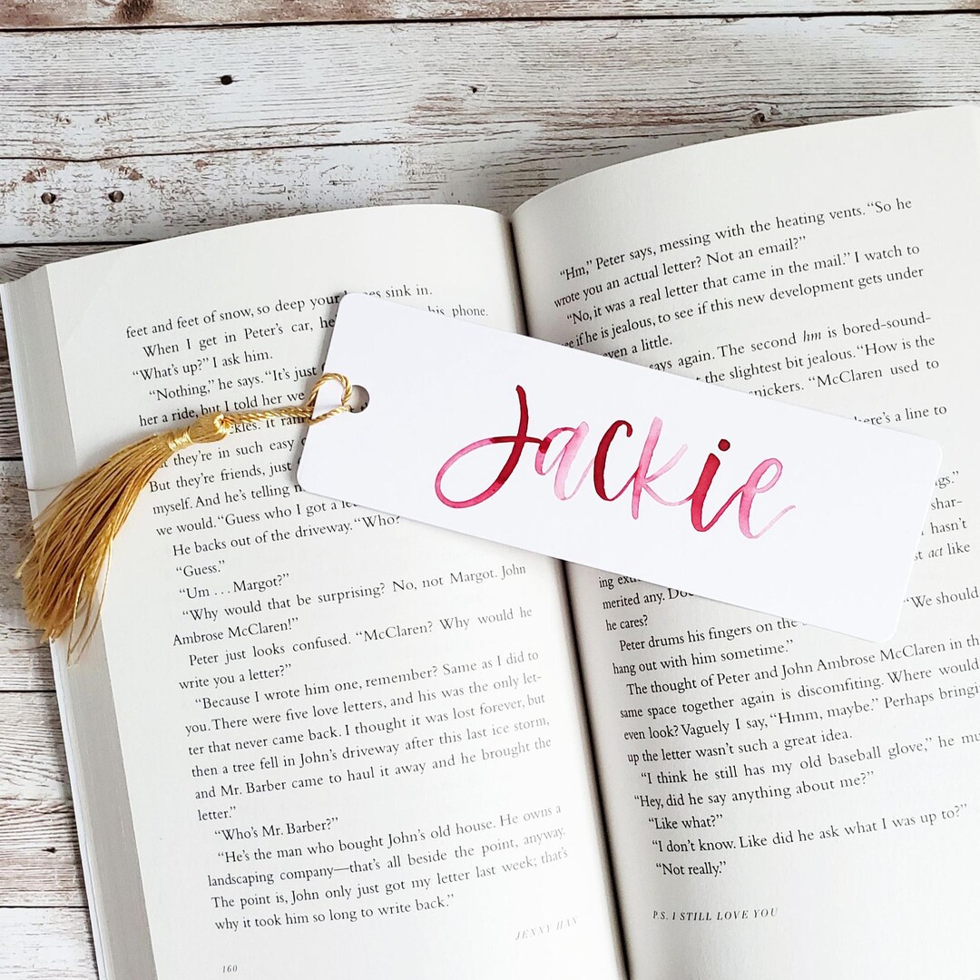 Custom Brush Lettered Watercolor Bookmarks With Tassel - Etsy