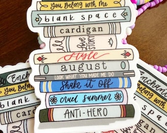 TS Book Stack - Adhesivo impermeable para portátil, botella y funda de teléfono