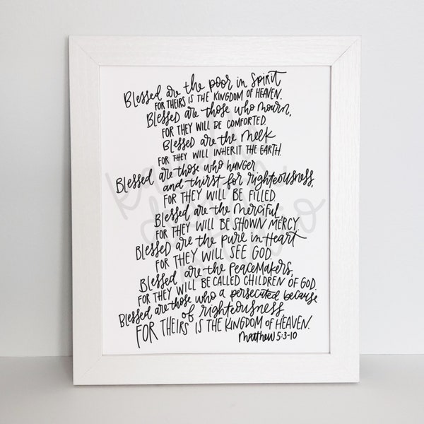 Digital Print - Beatitudes Matthew 5:3-10