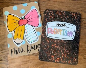 Portapapeles para maestros pintado a mano, portapapeles de madera personalizado, regalo de agradecimiento