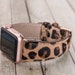 Apple watch leather band women 38mm 40mm 42mm 44mm, classic leopard pattern furry iwatch straps bracelet woman