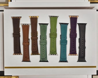 Full Grain Leather Watch Band for Apple Watch Stylish Handmade Leather Strap, Compatible with Series 1-10, SE, Ultra