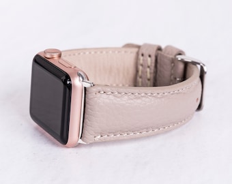 Correa de cuero beige para Apple Watch – Correa premium para iWatch, todas las series