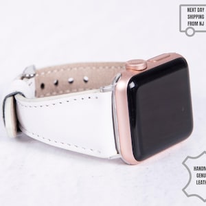 White Genuine Leather Apple Watch Band for Women and Men - Apple Watch Strap for All Apple Series  - Next Day Shipping