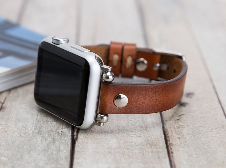 Brown Slim Leather Apple Watch Bands for Iwatch Series 8 Ultra Etsy