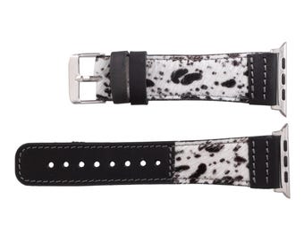 Handgjort leopardmönstrat läderarmband för Apple Watch: Passar alla serier