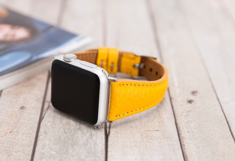 Yellow Leather Apple Watch Band 38mm 40mm women iWatch Strap Etsy