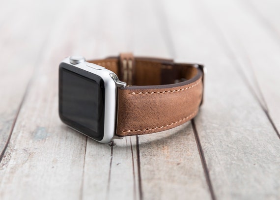 Brown Leather Apple Watch Band for Women and Men - Apple  display picture 3