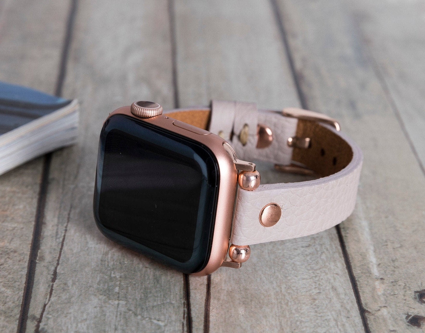 Cute Grey-beige Leather Apple Watch Band 38mm 40mm Women | Etsy