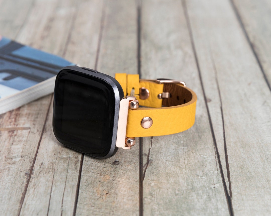 Custom Slim Leather Fitbit Versa 3 Band, Sense 2 Band, Leather Band for