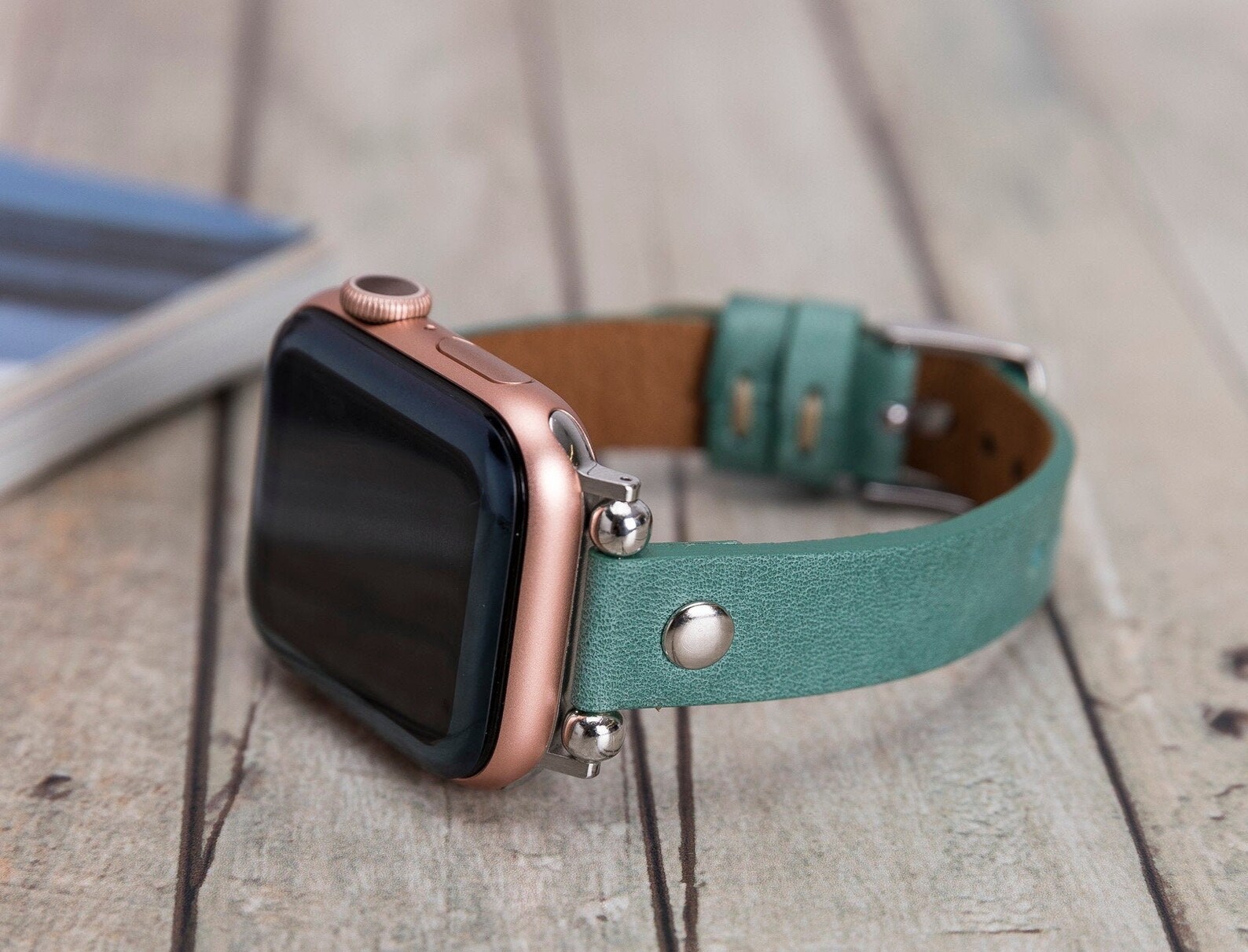 Cute Green Leather Apple Watch Band 38mm 40mm 42mm 44mm women Etsy