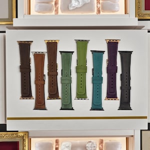 Volnerf leren horlogeband voor Apple Watch en Fitbit | Stijlvolle handgemaakte leren band, compatibel met Series 1-10, SE, Ultra