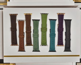 Klockarmband i fullnarvat läder för Apple Watch och Fitbit | Snyggt handgjort läderarmband, kompatibelt med serie 1-10, SE, Ultra
