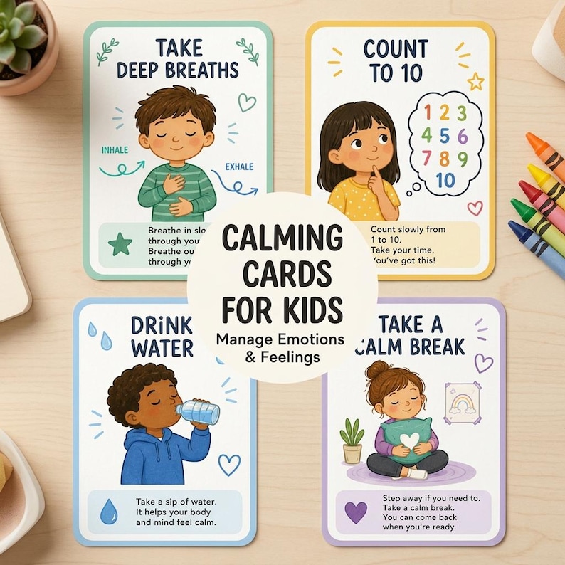 Self Regulation Cards for Kids, Calming Strategies Digital Download PDF ...