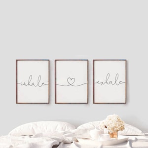 Inhale Exhale, Set of 3 Prints, Minimalist Art, Home Wall Decor,Bedroom Decor, Wedding Gift, Wall Art, Wall Decor, Multiple Sizes #WPS21_16