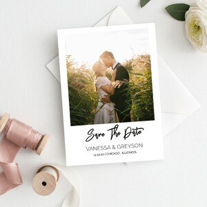 Save the Date Template with Photo Card Photoshop Template Wedding Photography PSD Rustic Postcard Photo Collage Save the Date #WP21_9