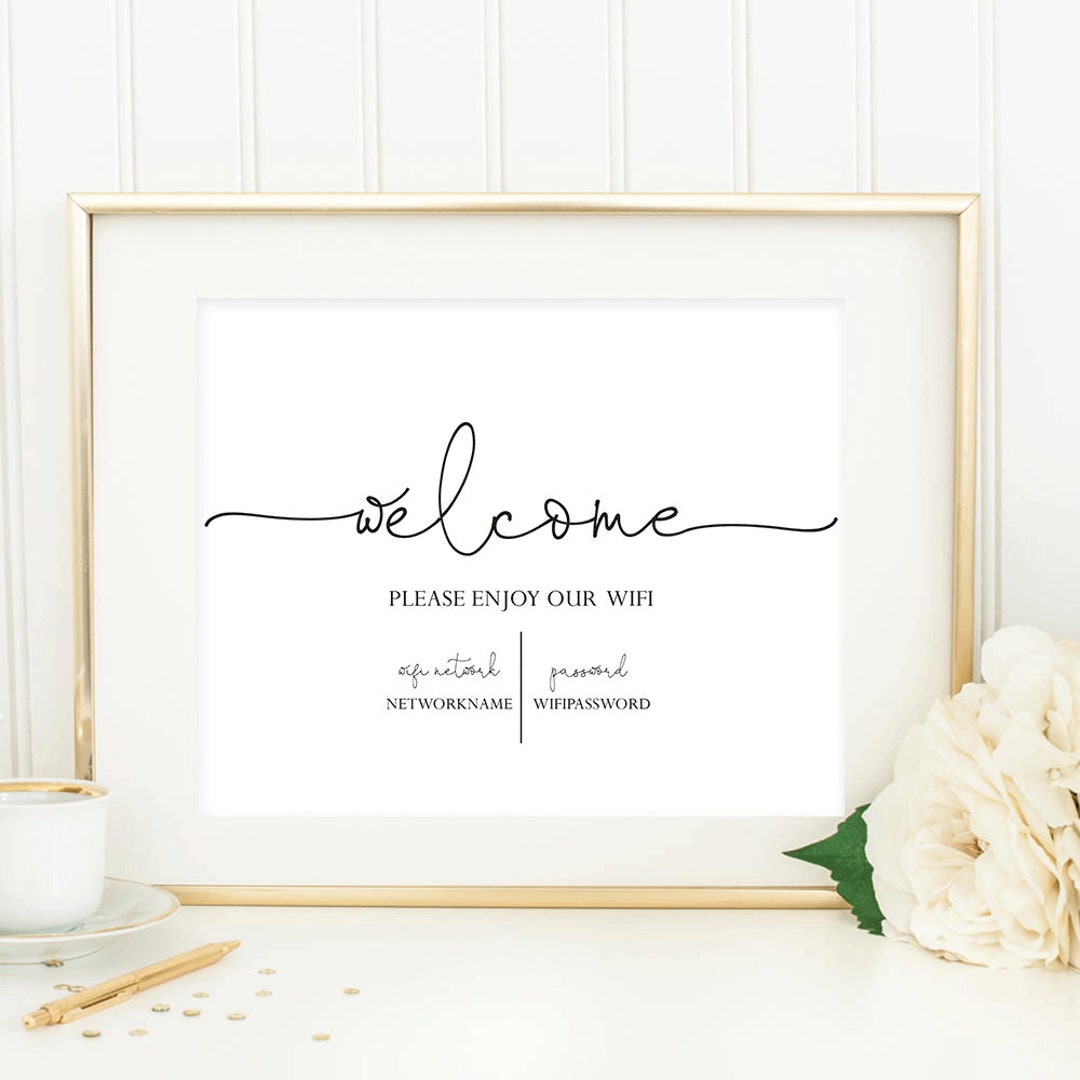Wifi Sign Template, Printable Wifi Password, Welcome Guest Room ...