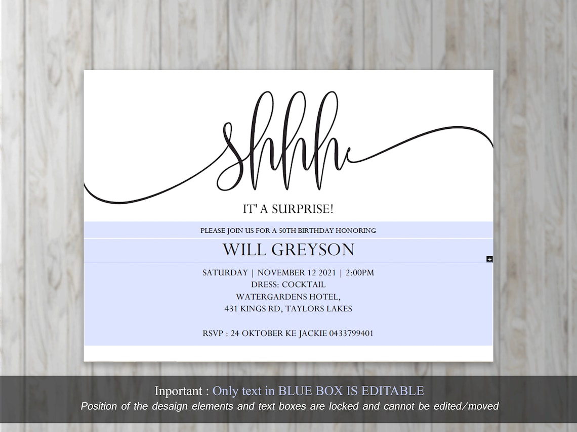 Printable Surprise Birthday Invitation, Surprise Invitation Template ...