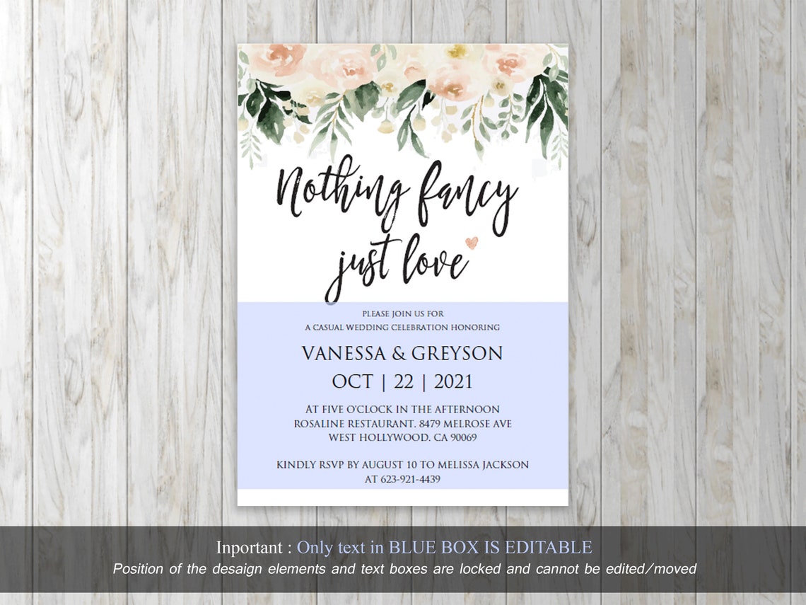 Nothing Fancy Just Love Wedding Invitations