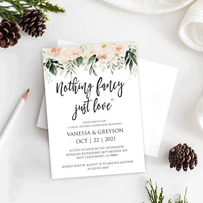 Nothing fancy just love wedding invitation Funny Elopement
