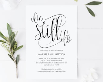 We still do, Wedding Anniversary invitation, Renewing Vows, Printable Rustic wedding templates, Instant Download Self Editable PDF, #WP21_42