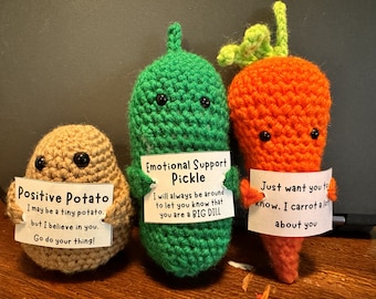 Emotional Support Pickle, Potatoe, Carrot, Avocado and Strawberry