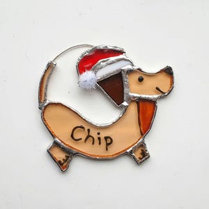 Stained Glass Dachshund Christmas Ornament: Handmade Sausage Dog Decor