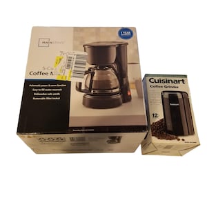 Cuisinart Coffee Grinder Vintage Form in Great Condition Electric Model  DCG20 7 High White Form With Clear Lid Over Stainless Steel 