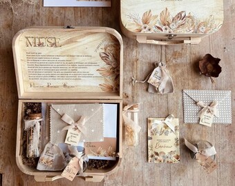 &quot;Muse&quot; box, maternity gift, personalized box, milestone card, birth souvenir, birth suitcase