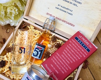 Coffret "Pastis/Ricard" Demande de témoin, mariage, demande témoin, cadeaux parrain, cadeaux anniversaire, 18 ans, 30 ans, 40 ans