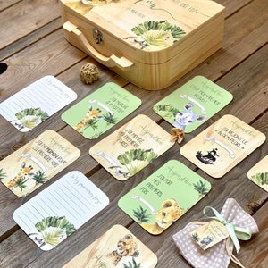 Caja “Noa”, regalo maternidad, caja personalizada, tarjeta hito, souvenir nacimiento, maleta nacimiento